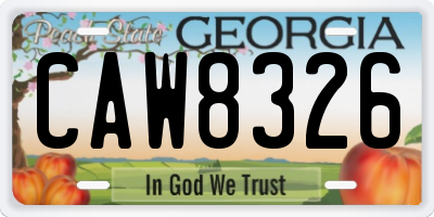 GA license plate CAW8326