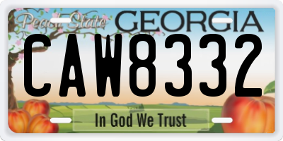 GA license plate CAW8332