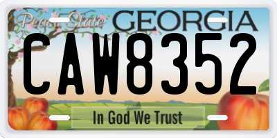 GA license plate CAW8352