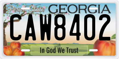 GA license plate CAW8402
