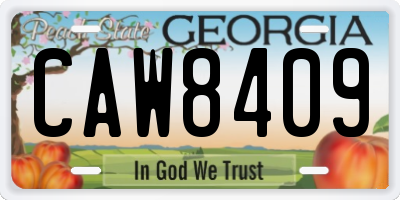 GA license plate CAW8409