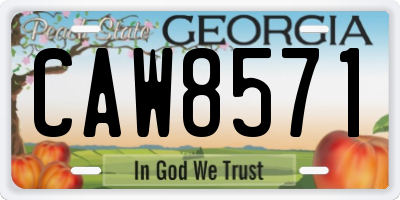 GA license plate CAW8571