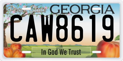 GA license plate CAW8619