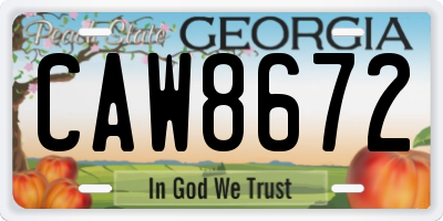 GA license plate CAW8672