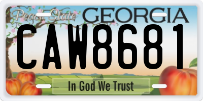 GA license plate CAW8681