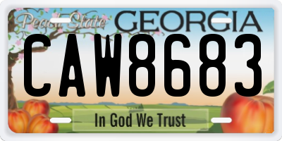 GA license plate CAW8683
