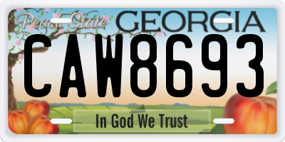 GA license plate CAW8693