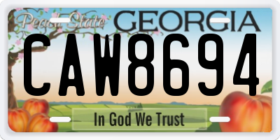 GA license plate CAW8694