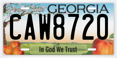 GA license plate CAW8720