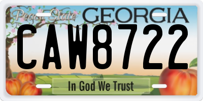 GA license plate CAW8722