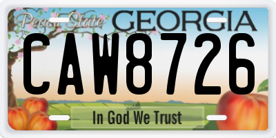 GA license plate CAW8726