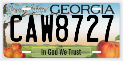 GA license plate CAW8727