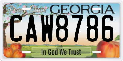GA license plate CAW8786