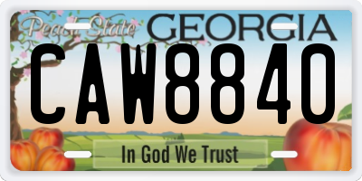 GA license plate CAW8840