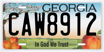 GA license plate CAW8912
