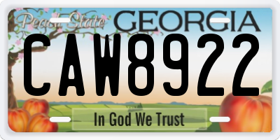 GA license plate CAW8922