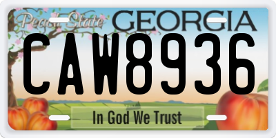 GA license plate CAW8936