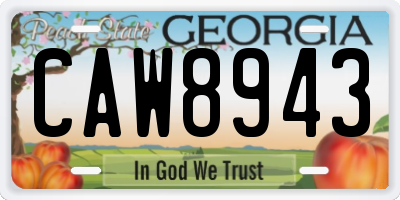 GA license plate CAW8943