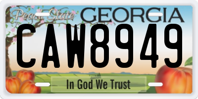 GA license plate CAW8949