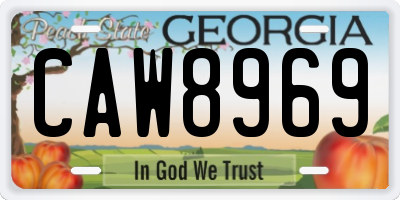 GA license plate CAW8969