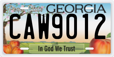 GA license plate CAW9012
