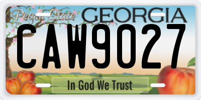 GA license plate CAW9027
