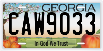 GA license plate CAW9033