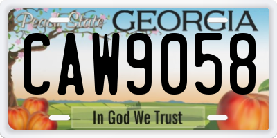 GA license plate CAW9058