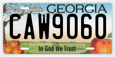 GA license plate CAW9060