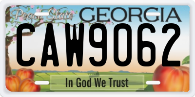 GA license plate CAW9062