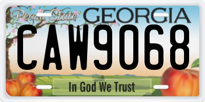 GA license plate CAW9068
