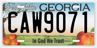 GA license plate CAW9071