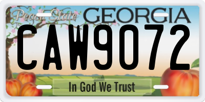 GA license plate CAW9072