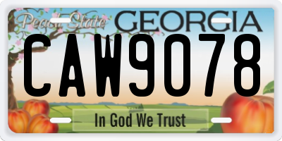 GA license plate CAW9078