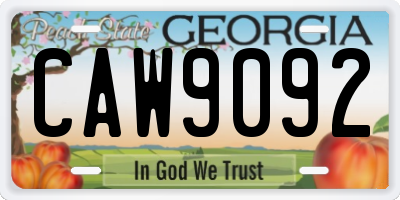 GA license plate CAW9092