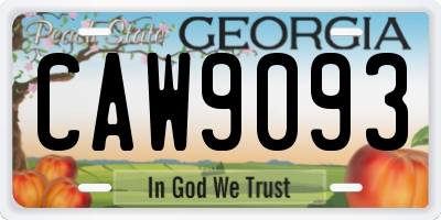 GA license plate CAW9093