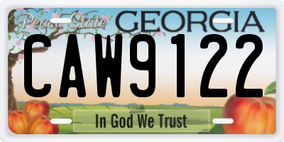 GA license plate CAW9122