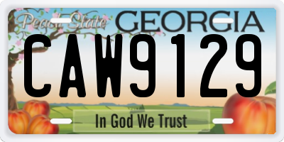 GA license plate CAW9129