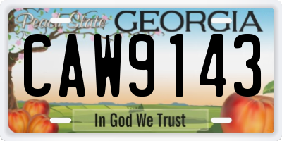GA license plate CAW9143
