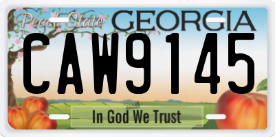 GA license plate CAW9145