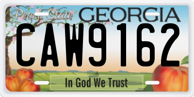 GA license plate CAW9162