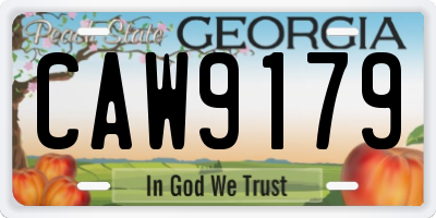 GA license plate CAW9179