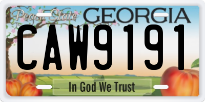 GA license plate CAW9191