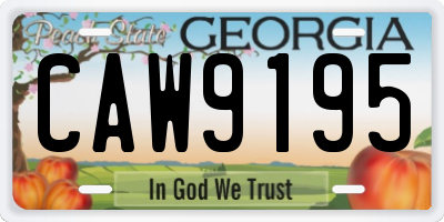 GA license plate CAW9195