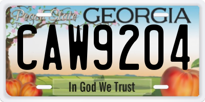 GA license plate CAW9204