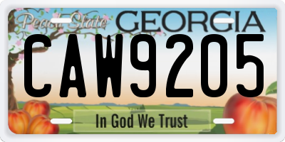 GA license plate CAW9205