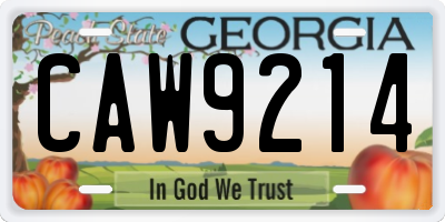 GA license plate CAW9214