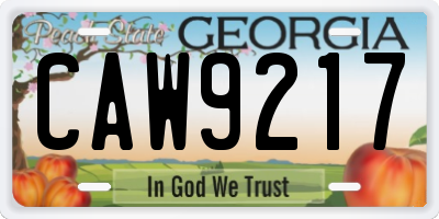 GA license plate CAW9217
