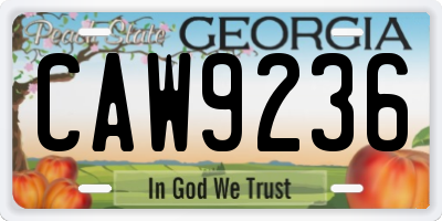 GA license plate CAW9236
