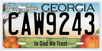 GA license plate CAW9243